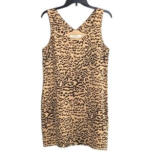 Reiss 100% Silk Cheetah Print Sleeveless Mini Scoop Neck Dress Size 8
